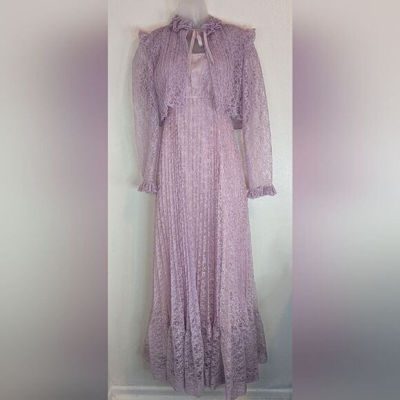 Vintage Dresses & Skirts - VTG Lace Dress Whimsigoth Fairy 50s 60s Coquette Girl Carrie Bradshaw 5/6
